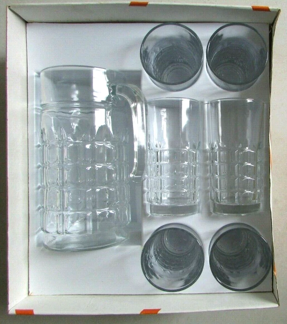 Ancien Service à orangeade Pichet + 7 Verres - VINTAGE - Verre soufflé | eBay