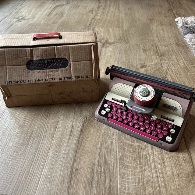 VINTAGE TOY TYPEWRITER 1950s METTOY Eleqant Original box retro ...