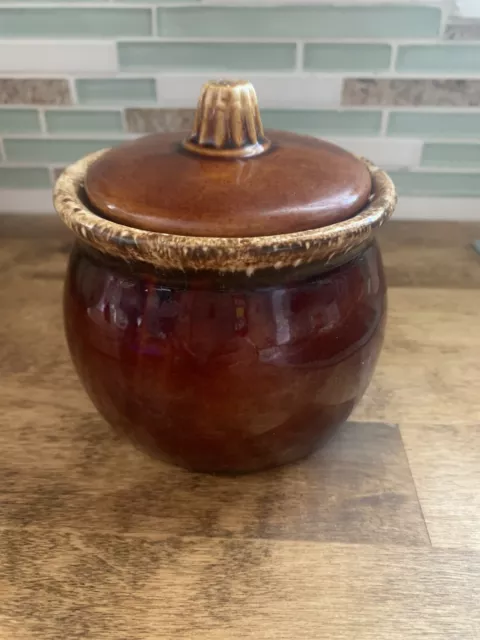 Vintage Hull Brown Drip Sugar Bowl with Lid