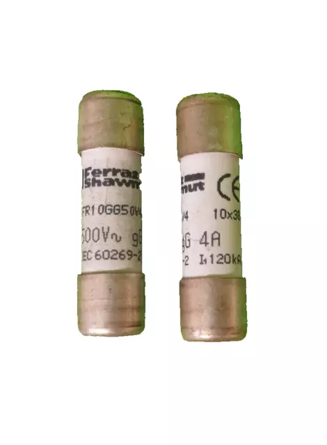 4 Amp HRC Fuses  10 x 38  Ferraz Shawmut FR10G 2 Pack