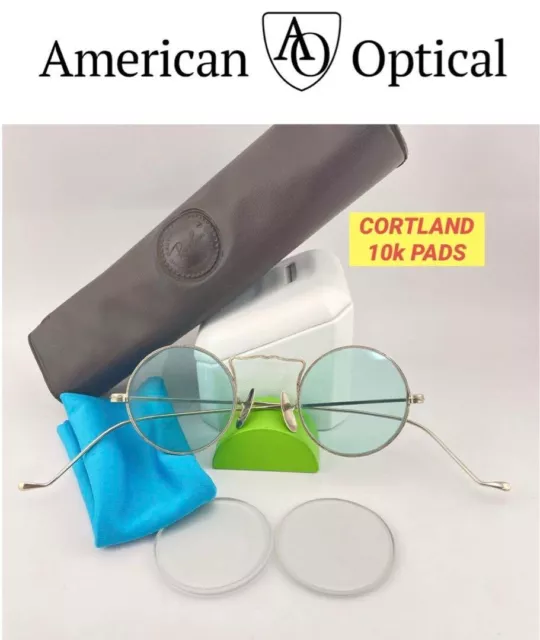 American Optical CORTLAND 10K White Gold with Soft Case with Gold Nose Pad