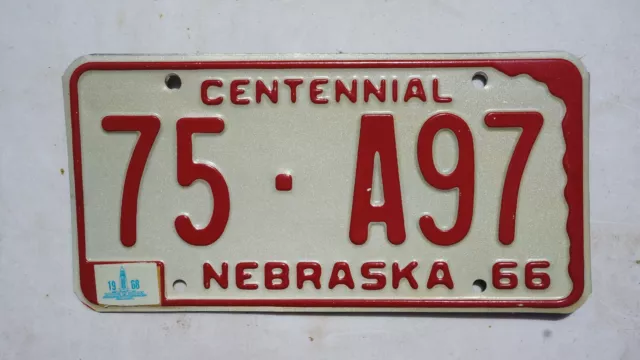 1966 1967 1968 BROWN COUNTY NEBRASKA License Plate # 75 - A97