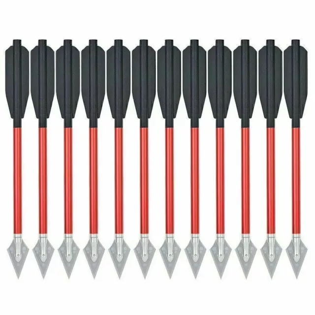 12pcs 6.7inch Aluminum Arrows Bolts Replaceable Hunting Broadheads Archery Bolts