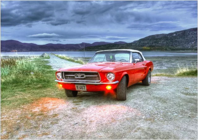 Vintage Ford Mustang Oldtimer große Leinwand Kunstdruck Geschenk A0 A1 A2 A3 A4 2