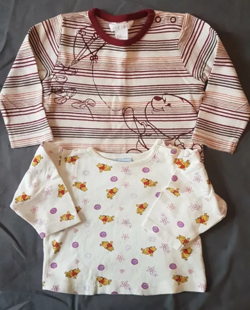 Disney Baby Winnie the Pooh Tops X2 Age 3-6 Months And 6-9 Months