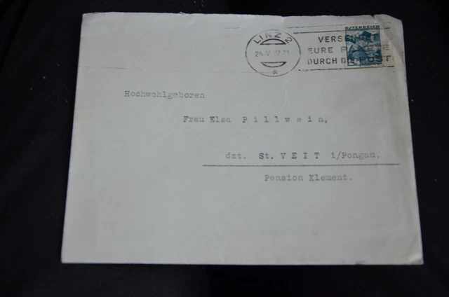 österreich OBERÖSTERREICH BRIEFHÜLLE 1937 LINZ 2 - ST.vEIT PONGAU PILLWEIN