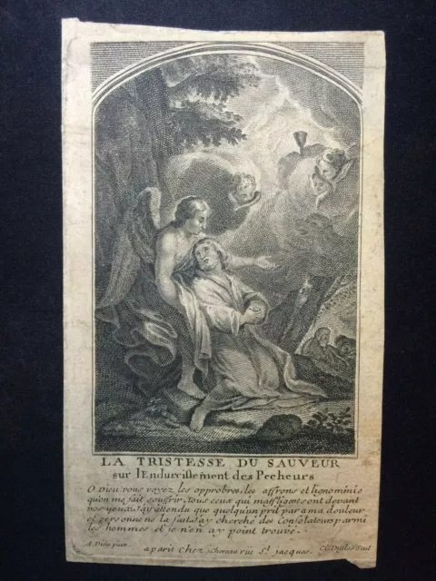 La Tristesse du Sauveur - Antoine DIEU et Charles DUFLOT - Gravure Signée XVIIIe