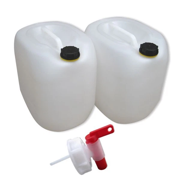 2 x 30 L natur lebensmittelecht dicht Kanister Camping & Outdoor + Hahn NEU.