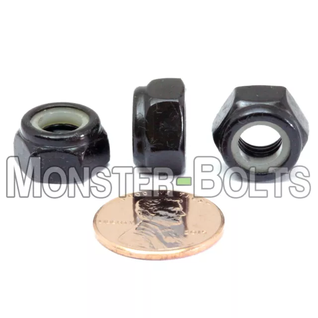 M8 - Bulk Qty 1,000 - Nylon Insert Lock Nuts Metric DIN 985 Steel w Black Oxide