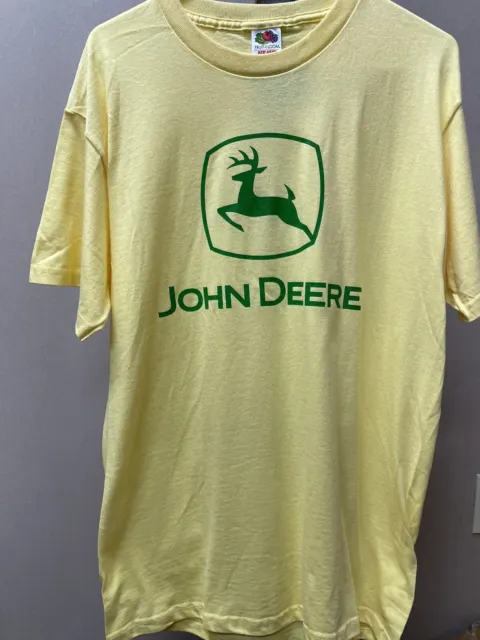 JOHN DEERE 100% Cotton Logo T-SHIRT NWT Yellow ADULT Large