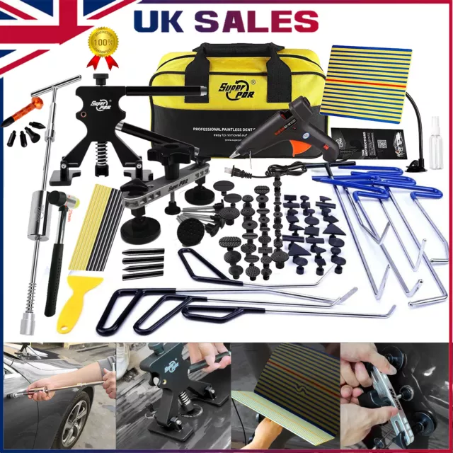 PDR Car Paintless Rods Kit Dent Puller Repair Removal Hail Tabs Glue Gun Tools