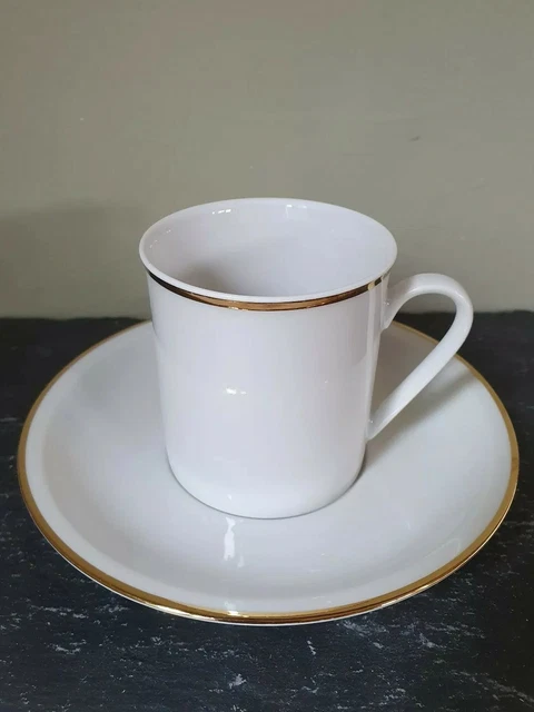 Arzberg Hutschenreuther Gruppe Germany White Gold Trim Coffee Cup and Saucer