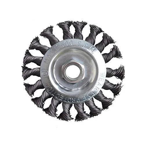 4 inch Wire Wheel Brush Twist Knot with 5/8-Inch-11 Threaded Arbor