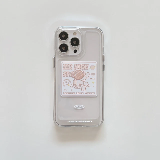 For iPhone 14 Pro Max 13 12 11 Cute Cartoons Graffiti Astronaut Clear Phone Case