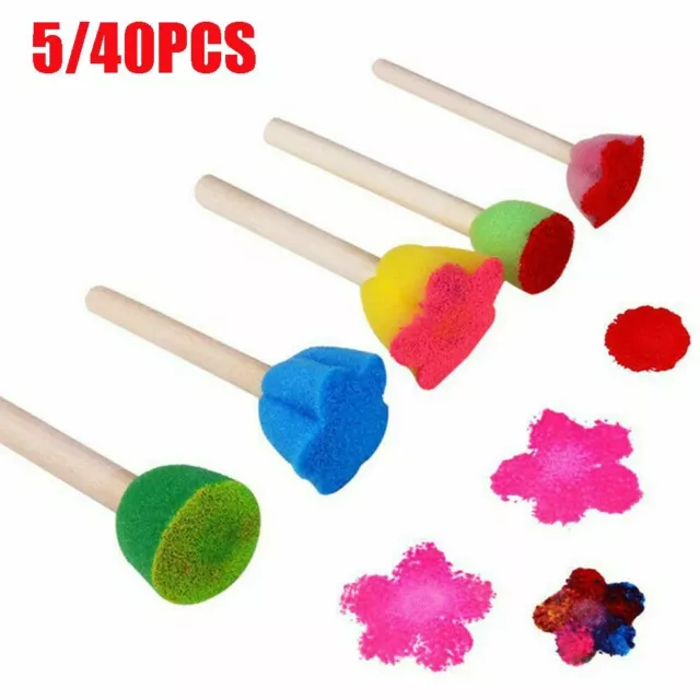 Painting Brush Kids Paint Brushes Sponge Kids Paint Tool Flower Pattern