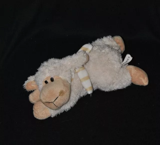 Peluche doudou mouton RODA RODADOU blanc cassé beige écharpe 25 cm allongé TTBE