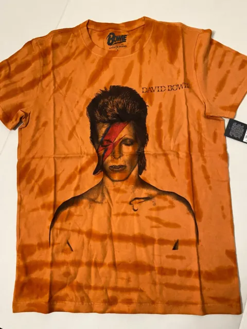 DAVID BOWIE Men's Orange Tie Dye T-shirt  Lucky Brand  New with Tag Small