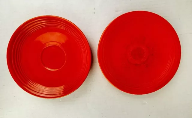 2 VTG Radioactive Red Fiestaware 6" Bread & Butter Plates Saucer? LOT PREWW2