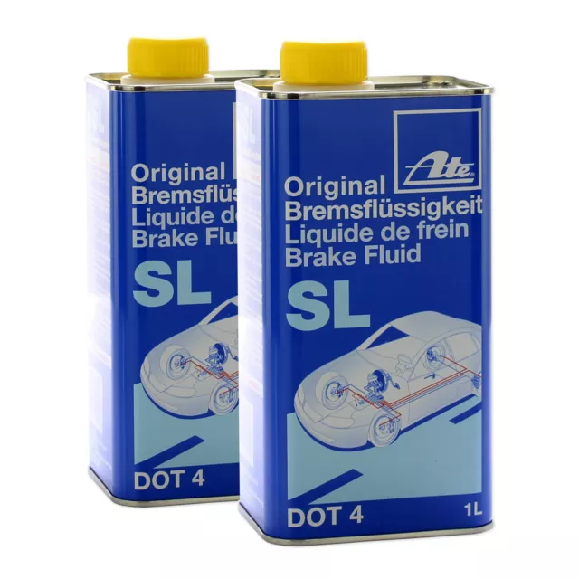 2x ORIGINAL ATE Bremsflüssigkeit Brake Fluid SL DOT4 1 Liter // 03.9901-5802.2