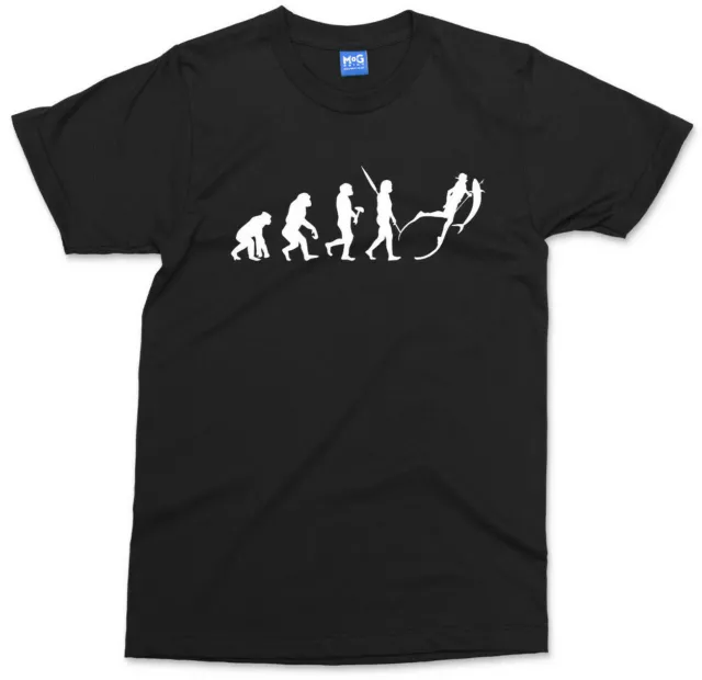 T-shirt Spearfishing Evolution divertente pesce pescatore campeggio papà fratello camicia