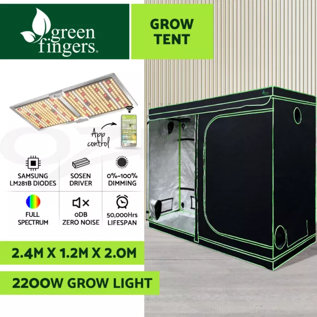 Greenfingers Grow Tent 2200W LED Grow Light Hydroponic Kit System 2.4x1.2x2M