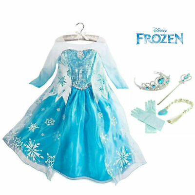 Girls Elsa Anna Princess Costume  Dress Cosplay Fancy  Up Birthday Kids Gifts