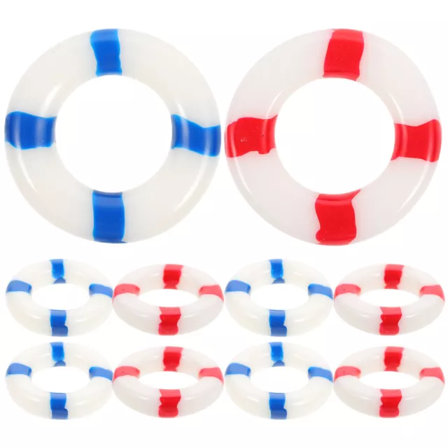 Mini Swim Ring Micro Landscape Life Buoy Nautical Decor 10pcs (Red)