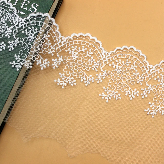 1 Yd Embroidery Scallop Crochet Embroidered Floral Lace Trim Edging Sewing Craft