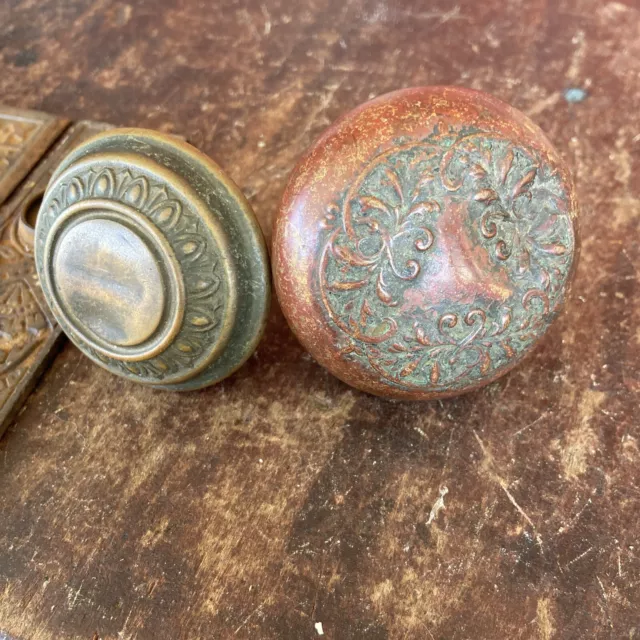 Vintage Eastlake Victorian Style Steel Brass Door Knob Back Plate Lot Craft 3