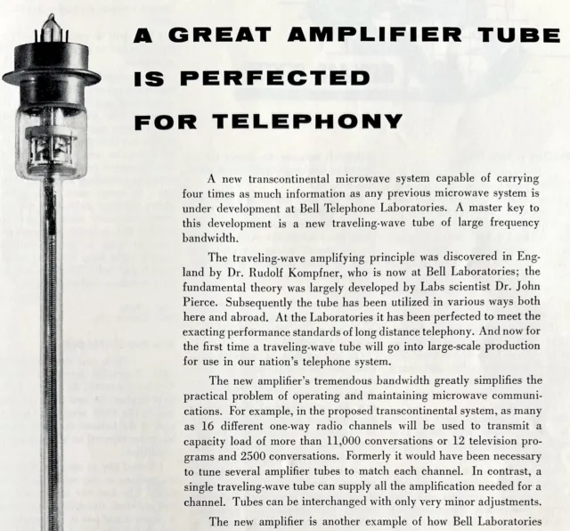 Bell Telephone System AT&T 1958 Advertisement Amplifier Tube Utility DWEE11