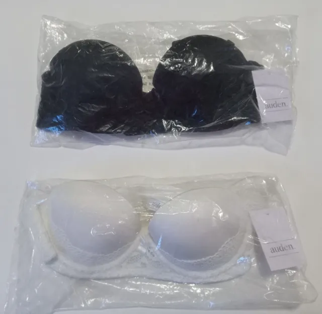 Lot of 2 ~ 32 AA , AUDEN CONVERTIBLE STRAPLE BRA WHITE & BLACK ,NEW W/TAGS 