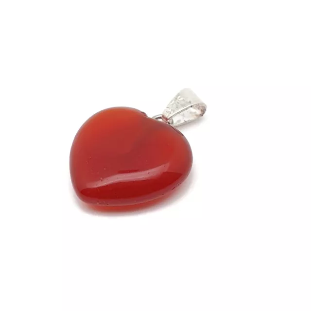 Natural Carnelian Heart Necklace Burnt Orange Gemstone Pendant Silver Plated