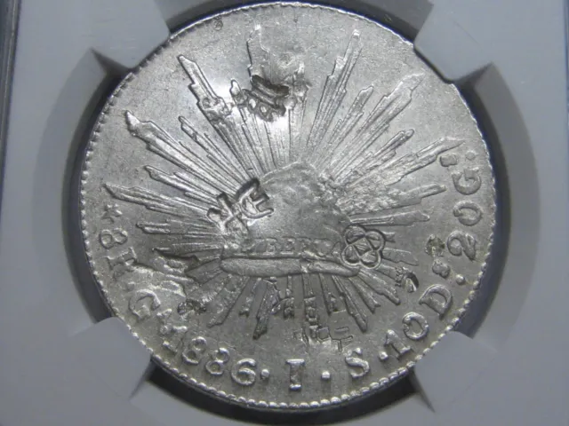 1886 Ga Guadalajara 8 Reales Ngc Chopmarked Mexico Assayer Js Silver Coin