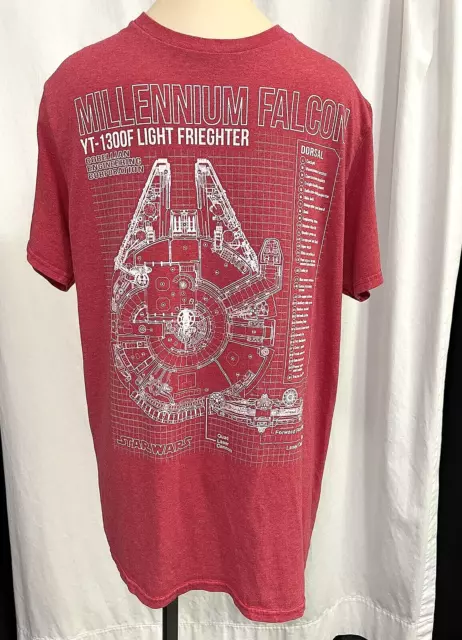 Star Wars Millenium Falcon T Shirt Blue Print Red Mens M Short Sleeve Graphic