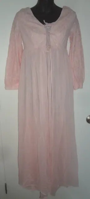Vintage GMC Size M Pink Nightgown & Robe Peignoir Set Sheer Nylon Long Length