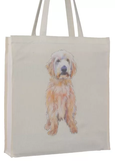 Labradoodle Portrait Dog Cotton Bag Gusset Xtra Space Perfect Gift