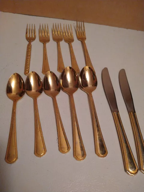 12 Pc Lot Vtg Japan Gold Plated Flatware