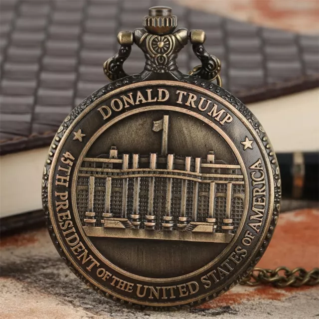 President Trump Commemorative Men's Pocket Watch Historical Heirloom Collectors