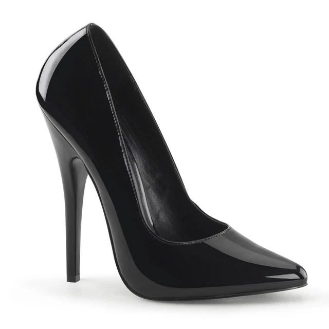 DOMINA-420 décolleté eleganti da donna tacchi alti tacco a spillo nero vernice