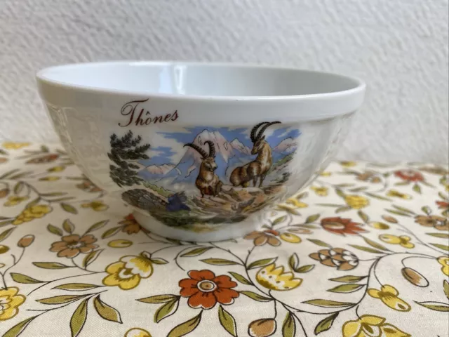 Ancien Bol Porcelaine De France Montagne Thones Souvenir