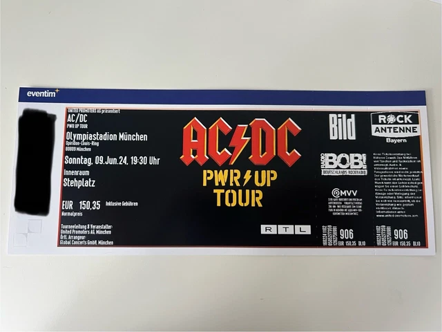 1X AC/DC TICKETS München, 09.06.2024, Stehplatz Innenraum Arena, PWR UP ...