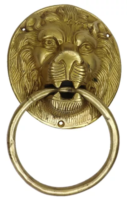 Lion Face Shape Door Knocker Antique Style Handmade Brass Gate Door Pull Knob