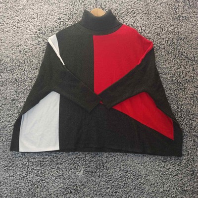 Patrizia Luca Milano Women Oversized Sweater Small Gray Turtleneck Dolman Sleev