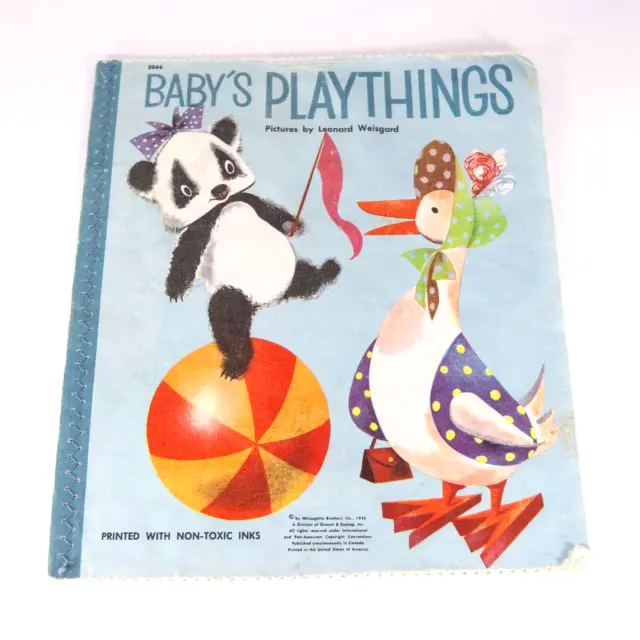 Vintage 1956 Washable Baby's Playthings Book by McLoughlin Brothers, Inc