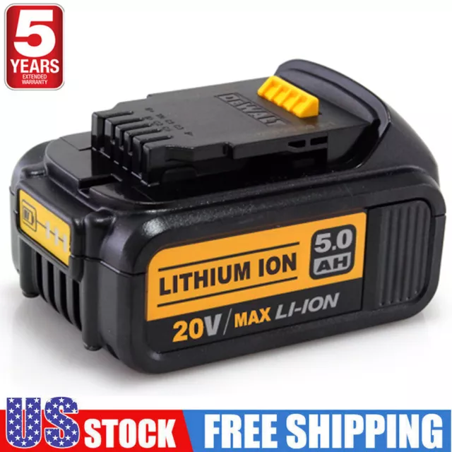 20V For DeWalt 20 Volt Max XR 5.0 Ah Lithium Ion Battery DCB206-2 DCB205-2 NEW