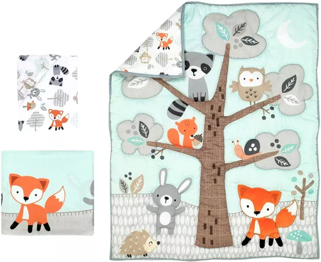 Bedtime Originals Woodland Fox Friends 3 Pc Baby Cot Bedding Set Quilt & Sheet 2