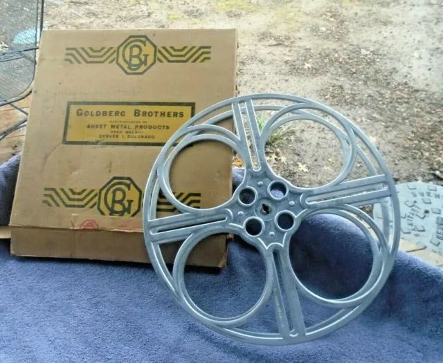 VINTAGE GOLDBERG BROS 35 mm 2000 Ft Aluminum 4 Hole FILM REEL AND BOX  $89.99 - PicClick