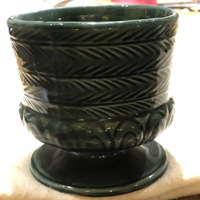 Vintage Hull Pottery F84 Teal Green Blue Drip Glaze Pedestal Planter