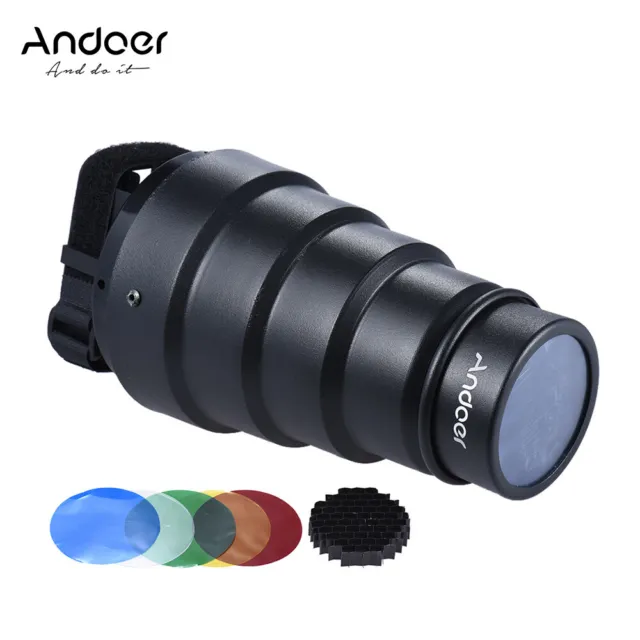 Andoer Conical Snoot Light Modifier w/ 50°Honeycomb Color Filter for Neewer C7X0