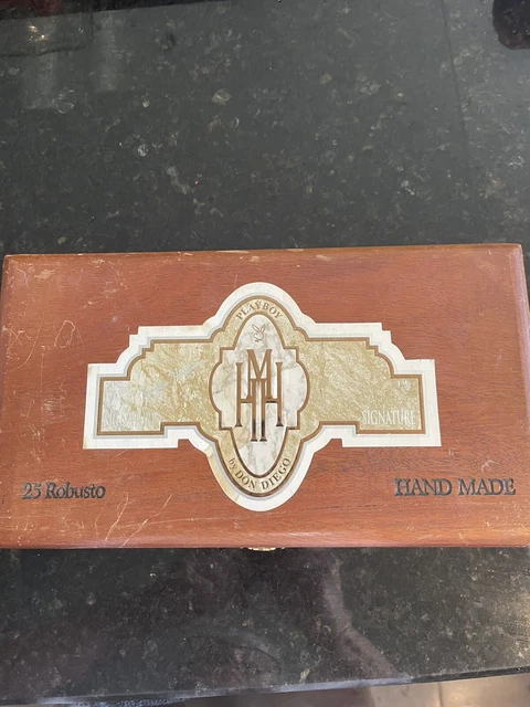 Vtg Wooden Cigar Box Signature Playboy Hugh Hefner by Don Diego 25 Robusto